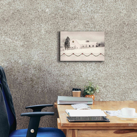 Image of 'Snowy Barn on a Hill' by Lori Deiter, Canvas Wall Art,18 x 12