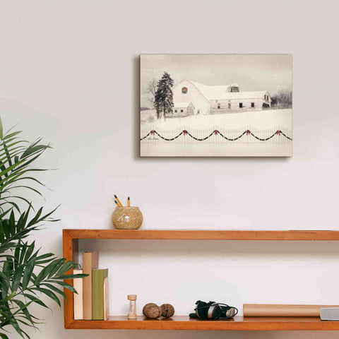 Image of 'Snowy Barn on a Hill' by Lori Deiter, Canvas Wall Art,18 x 12