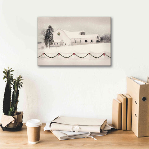 Image of 'Snowy Barn on a Hill' by Lori Deiter, Canvas Wall Art,18 x 12