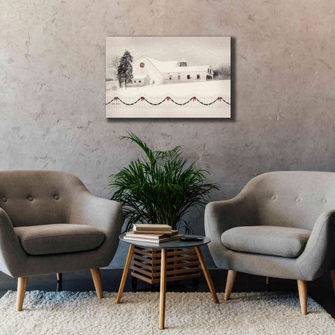 Image of 'Snowy Barn on a Hill' by Lori Deiter, Canvas Wall Art,40 x 26