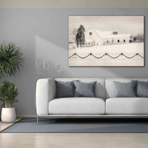Image of 'Snowy Barn on a Hill' by Lori Deiter, Canvas Wall Art,60 x 40