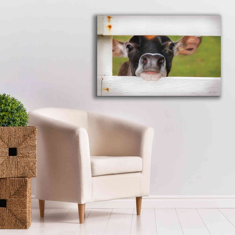 Image of 'Cow at Fence' by Lori Deiter, Canvas Wall Art,40 x 26