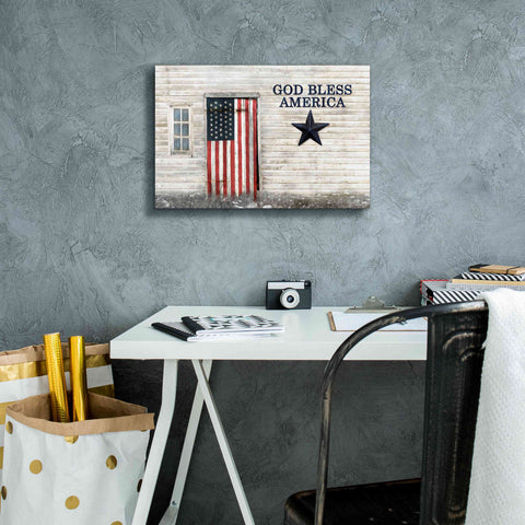 Image of 'God Bless American Flag' by Lori Deiter, Canvas Wall Art,18 x 12