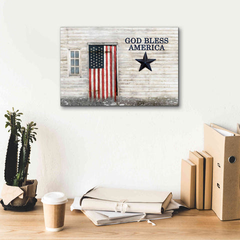 Image of 'God Bless American Flag' by Lori Deiter, Canvas Wall Art,18 x 12