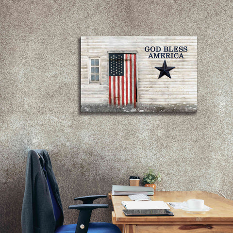 Image of 'God Bless American Flag' by Lori Deiter, Canvas Wall Art,40 x 26