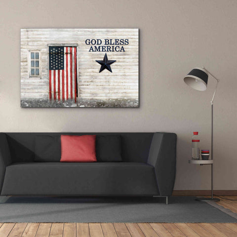 Image of 'God Bless American Flag' by Lori Deiter, Canvas Wall Art,60 x 40