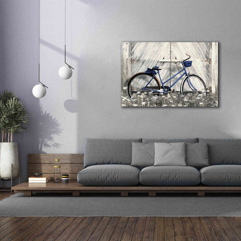 Image of 'Blue Bike at Barn' by Lori Deiter, Canvas Wall Art,60 x 40
