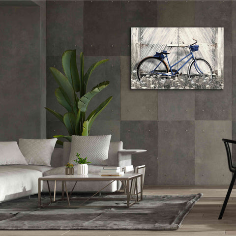 Image of 'Blue Bike at Barn' by Lori Deiter, Canvas Wall Art,60 x 40