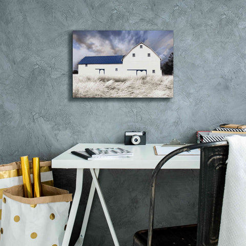 Image of 'Blue Trimmed Barn' by Lori Deiter, Canvas Wall Art,18 x 12