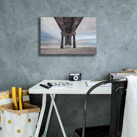 Image of 'Beneath the Outer Banks Beach Pier' by Lori Deiter, Canvas Wall Art,18 x 12