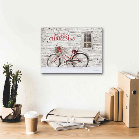 Image of 'Merry Christmas Bicycle' by Lori Deiter, Canvas Wall Art,16 x 12