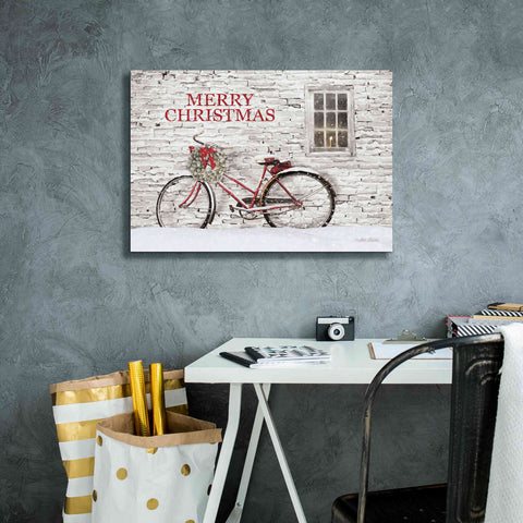 Image of 'Merry Christmas Bicycle' by Lori Deiter, Canvas Wall Art,26 x 18