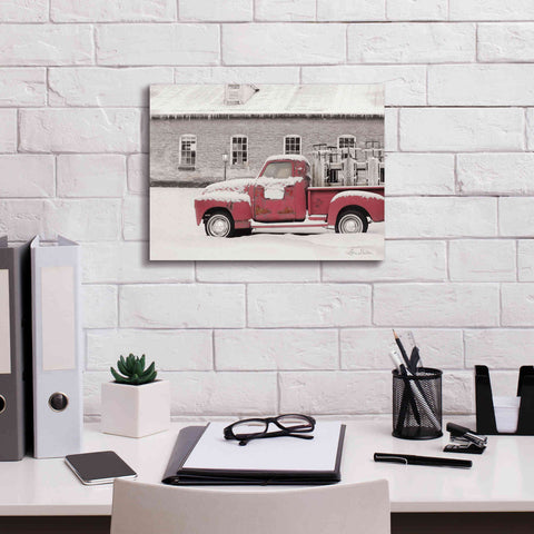 Image of 'Old Sled Works Red Truck' by Lori Deiter, Canvas Wall Art,16 x 12