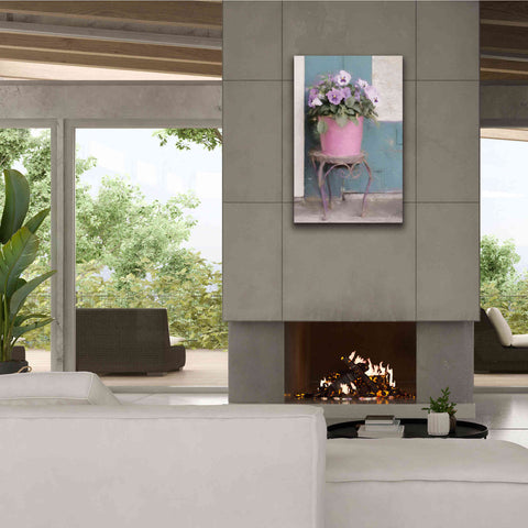 Image of 'Pansy Bucket' by Lori Deiter, Canvas Wall Art,26 x 40