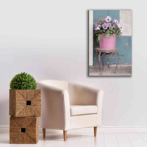 Image of 'Pansy Bucket' by Lori Deiter, Canvas Wall Art,26 x 40