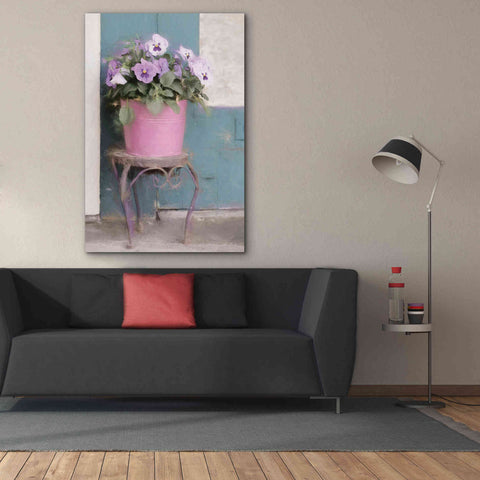 Image of 'Pansy Bucket' by Lori Deiter, Canvas Wall Art,40 x 60