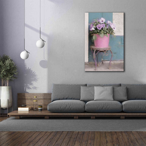 Image of 'Pansy Bucket' by Lori Deiter, Canvas Wall Art,40 x 60