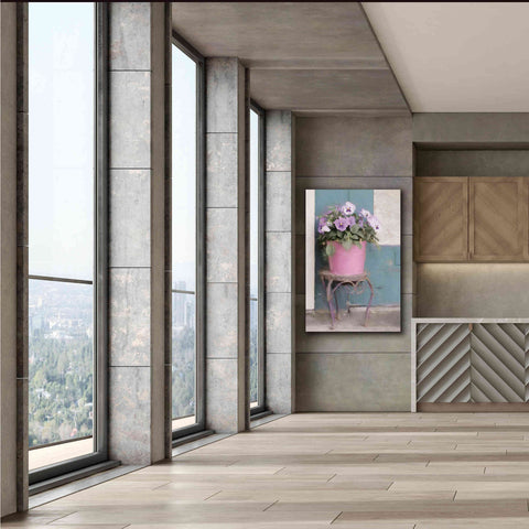 Image of 'Pansy Bucket' by Lori Deiter, Canvas Wall Art,40 x 60