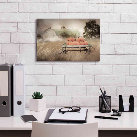 Image of 'Pumpkin Harvest Barn' by Lori Deiter, Canvas Wall Art,18 x 12