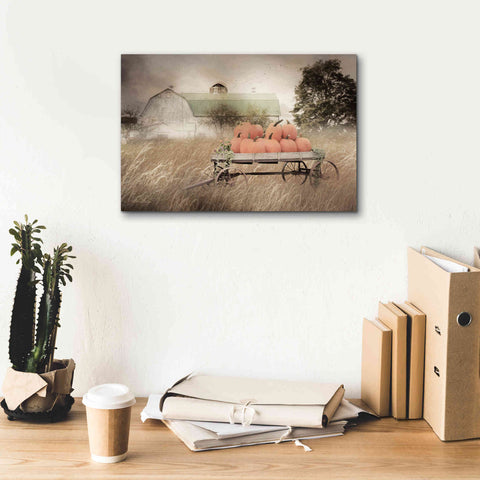 Image of 'Pumpkin Harvest Barn' by Lori Deiter, Canvas Wall Art,18 x 12
