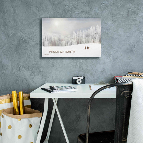 Image of 'Lava Mountain Snow Storm with Deer' by Lori Deiter, Canvas Wall Art,18 x 12