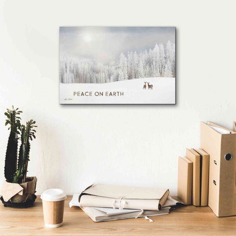 Image of 'Lava Mountain Snow Storm with Deer' by Lori Deiter, Canvas Wall Art,18 x 12