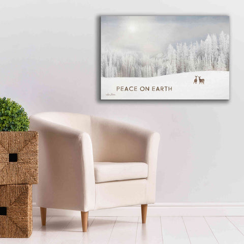 Image of 'Lava Mountain Snow Storm with Deer' by Lori Deiter, Canvas Wall Art,40 x 26