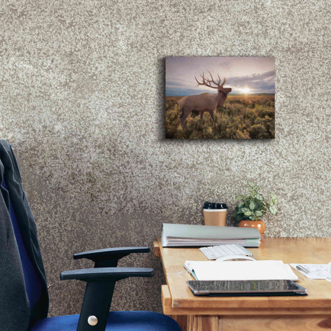 Image of 'Jackson Sunrise with Elk' by Lori Deiter, Canvas Wall Art,16 x 12