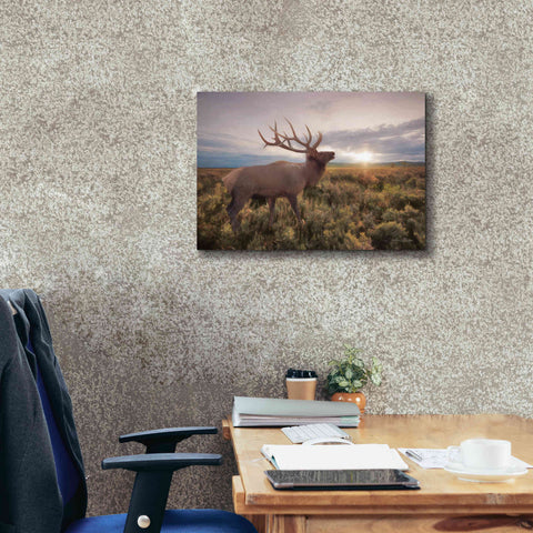 Image of 'Jackson Sunrise with Elk' by Lori Deiter, Canvas Wall Art,26 x 18