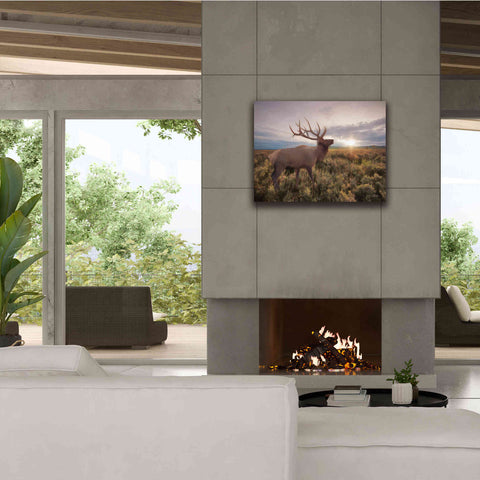 Image of 'Jackson Sunrise with Elk' by Lori Deiter, Canvas Wall Art,34 x 26