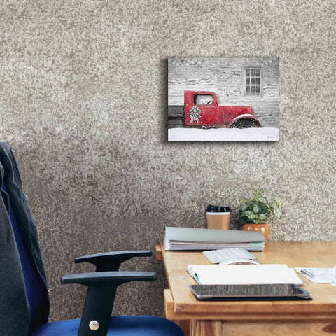 Image of 'Christmas Truck with Plaid Bow' by Lori Deiter, Canvas Wall Art,16 x 12
