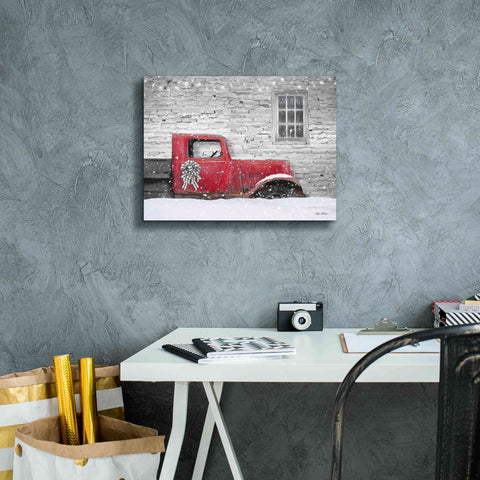 Image of 'Christmas Truck with Plaid Bow' by Lori Deiter, Canvas Wall Art,16 x 12