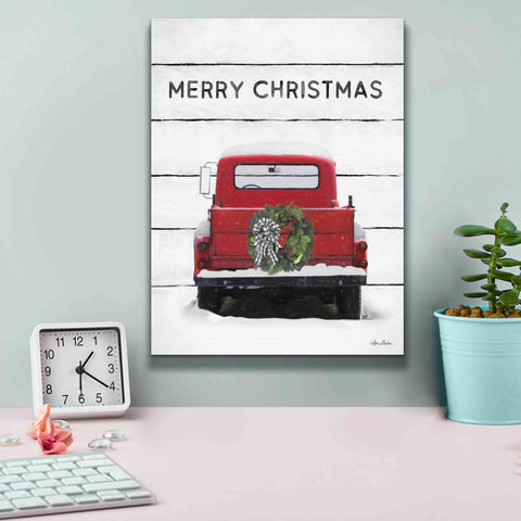 Image of 'Christmas Truck on Wood' by Lori Deiter, Canvas Wall Art,12 x 16