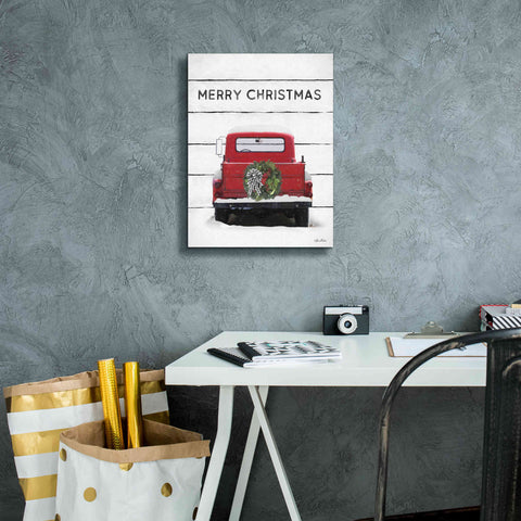 Image of 'Christmas Truck on Wood' by Lori Deiter, Canvas Wall Art,12 x 16