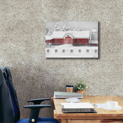 Image of 'Barn with Fence and Bows' by Lori Deiter, Canvas Wall Art,24 x 20