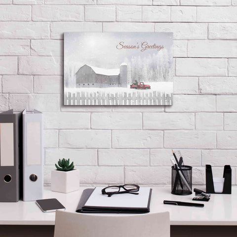 Image of 'Season's Greetings with Truck' by Lori Deiter, Canvas Wall Art,18 x 12