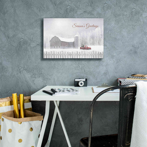 Image of 'Season's Greetings with Truck' by Lori Deiter, Canvas Wall Art,18 x 12