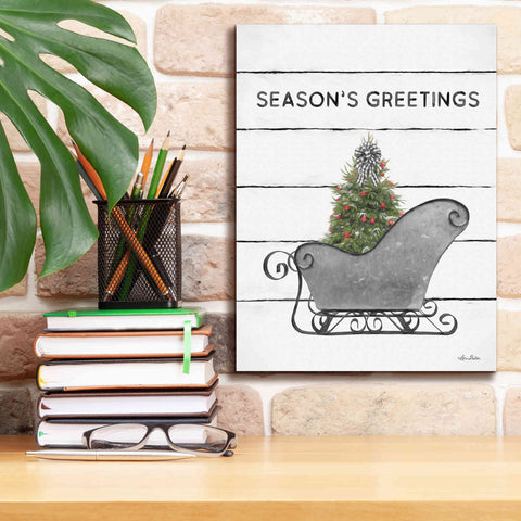 Image of 'Christmas Sled with Tree' by Lori Deiter, Canvas Wall Art,12 x 16