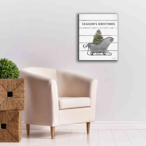 Image of 'Christmas Sled with Tree' by Lori Deiter, Canvas Wall Art,20 x 24