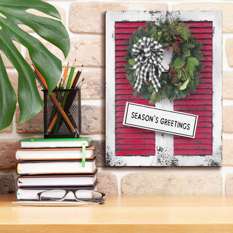 Image of 'Christmas Shutters with Wreath I' by Lori Deiter, Canvas Wall Art,12 x 16