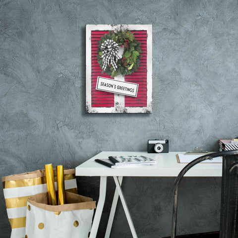 Image of 'Christmas Shutters with Wreath I' by Lori Deiter, Canvas Wall Art,12 x 16