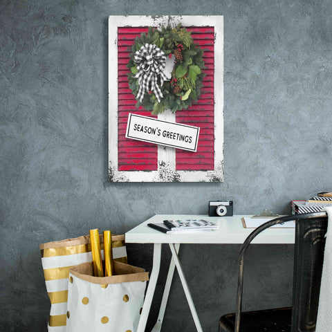 Image of 'Christmas Shutters with Wreath I' by Lori Deiter, Canvas Wall Art,18 x 26