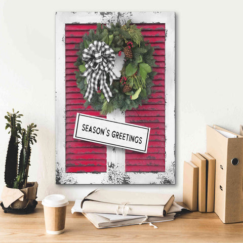 Image of 'Christmas Shutters with Wreath I' by Lori Deiter, Canvas Wall Art,18 x 26