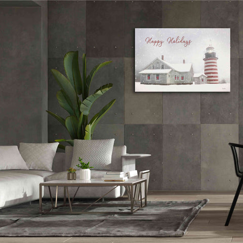 Image of 'Happy Holidays Lighthouse' by Lori Deiter, Canvas Wall Art,60 x 40