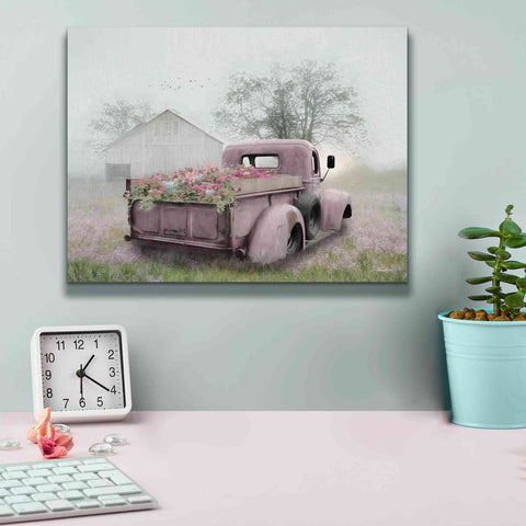 Image of 'Pink Flower Truck' by Lori Deiter, Canvas Wall Art,16 x 12