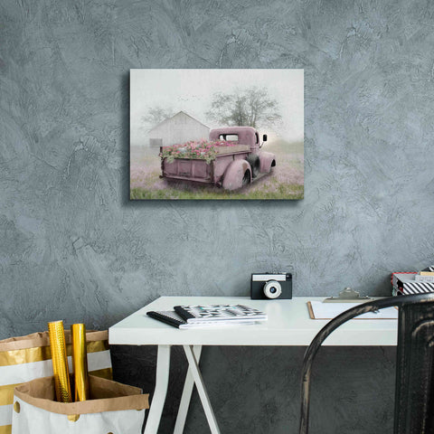 Image of 'Pink Flower Truck' by Lori Deiter, Canvas Wall Art,16 x 12