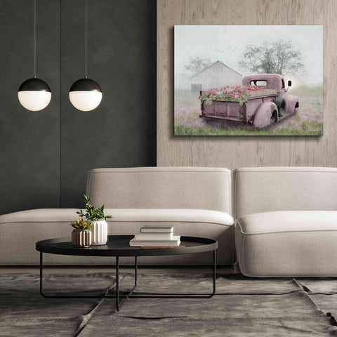 Image of 'Pink Flower Truck' by Lori Deiter, Canvas Wall Art,54 x 40