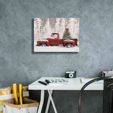 Image of 'Red Truck with Christmas Tree II' by Lori Deiter, Canvas Wall Art,16 x 12