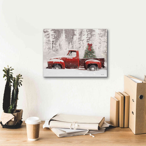 Image of 'Red Truck with Christmas Tree II' by Lori Deiter, Canvas Wall Art,16 x 12