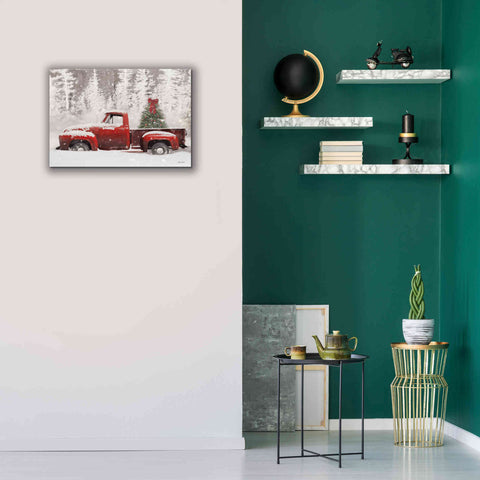 Image of 'Red Truck with Christmas Tree II' by Lori Deiter, Canvas Wall Art,26 x 18
